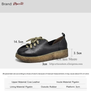 Artmu Origional 2020 есен нова ретро-ръчно изработени обувки на платформа, чрез шнурове дълбоко в устата обувки за четири сезона мокасини от естествена кожа