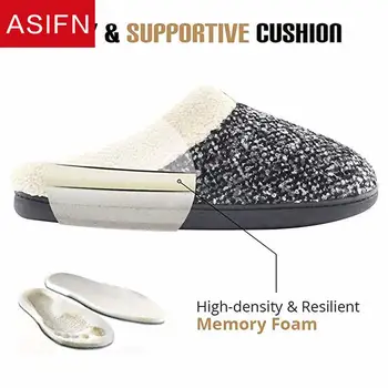 ASIFN Cozy Memory Foam кожени чехли за мъже дом зимата е топло зимни Мъжки обувки Indoor Basic Man Non-Slip Zapato De Hombre