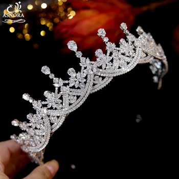 ASNORA Crystal Headband Crown Tiara женски луксозни сватбени аксесоари за коса булката приятелка на булката Party Fashion прическа A01212
