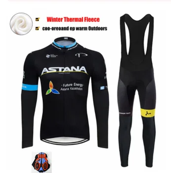 ASTANA winter equipment 2021 JERSEY Cycling black 9D cycling pants set for Men Thermal wool Cycling Clothing