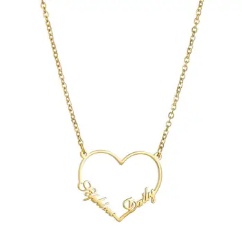 Atoztide 2020 New Customized Fashion Stainless Steel Name Name 2 Heart Necklace Letter Gold Choker Necklace Pendant Nameplate Gi