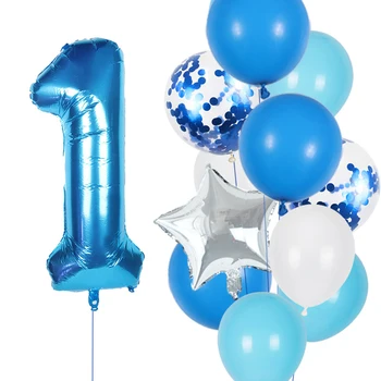 Baby shower Син балон kit Number ballons Boys birthday party decoration kids Latex Balloons Foil digital globos 123456789 old