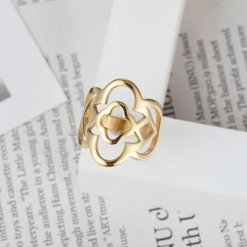 BAOLAISI цветя модел пръстени от неръждаема стомана в златист цвят пръстени, бижута Aneis Anillos Bague Дамски пръстени за партията на годежни пръстени
