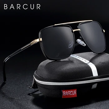 BARCUR Square мъжки поляризирани слънчеви очила марка шофиране слънчеви очила за мъже oculos de sol