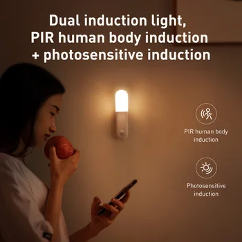 Baseus LED Indoor Light монтиран на стената лампа PIR датчик за движение, човек въвеждане на вход и пасаж стенни лека нощ на стълбите начало спалня