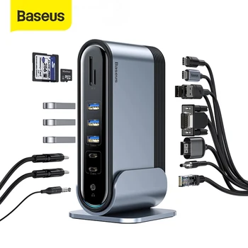 Baseus USB Type C мултифункционален ХЪБ USB адаптер C Хъб докинг станция за Macbook Pro USB 3.0 ХЪБ Дърва Компютърни аксесоари