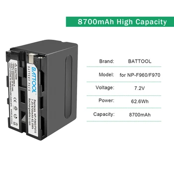BATTOOL 8700mAh 3шт батерия за Sony NP-F975 NP-F970 NP-F960 NP-F950 NP-F770 NEX-FS100U NEX-FS700U DCR-SC100
