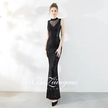 BAZIIINGAAA Luxury 2020 Party елегантна секси вечерна рокля плюс размера на тънък печатни дългите вечерни рокли са подходящи за официални партита