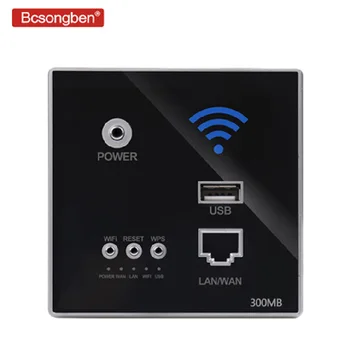 Bcsongben 300Mbps 220V power AP Relay Smart Wireless WIFI repeater продължавам Wall Вграден 2.4 Ghz Router Panel usb гнездо rj-45