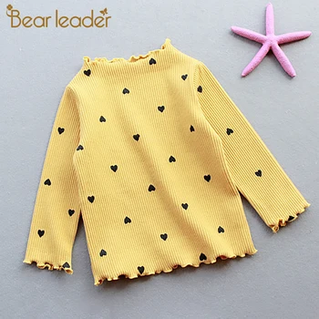Bear Leader Girls Прекрасно Сърце Print Sweaters 2021 New Autumn Kids Бебе Сладко Pattern Clothing Fashion Clothes Ежедневни Облекла