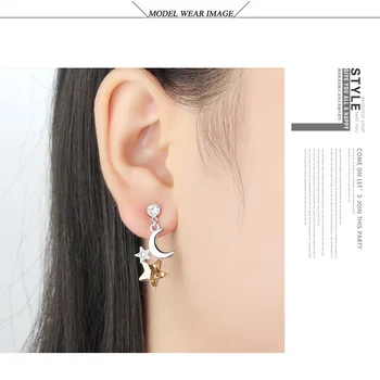 BeBella moon and star drop висулка висящи обеци с кристали от Swarovski fashion Jewelry for Women Момиче birthday gift