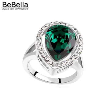 BeBella romantic сълза crystal пръст пръстен за парти, направено с австрийски кристали от Swarovski 7 цвята за коледен подарък
