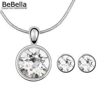 BeBella кръгъл камък висулка колие комплект обеци с австрийски кристали от Swarovski за момичета Коледен подарък