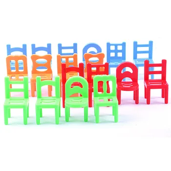 Besegad 18pcs Stacking Chair Toys Children Kid Interactive Assorted Balancing Chair Game Stacking Block Toys Pile-Up Family Game