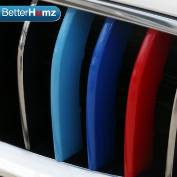 Betterhumz 3D M Styling Car Front Grille Trim Sport Stripes Cover Car-Styling Performance Sticker за BMW F30 F34 E90 E92 E93 E46