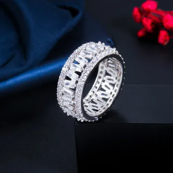 Bilincolor модерен кубичен цирконий годежен пръстен за жени, подарък