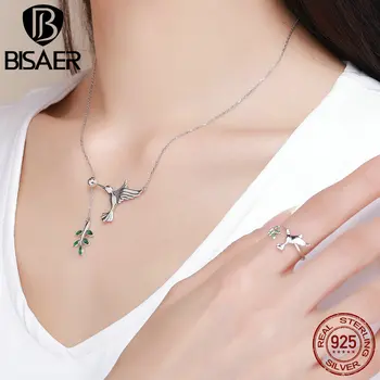 BISAER 925 сребро птица колибри поздрав регулируема пръст Дамски пръстени за жени Коледен подарък режим Bijoux GXR323