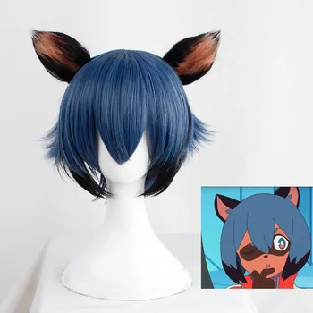 BNA BRAND NEW ANIMAL Michiru Kagemori cosplay синя перука къса коса от синтетични перука с ушите шапки Хелоуин ролева игра