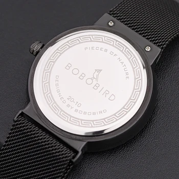 BOBO BIRD 2021 Design Watch Man Luxury Stainless Steel Date Display кварцов водоустойчив часовник подаръци за Свети Валентин за мъж