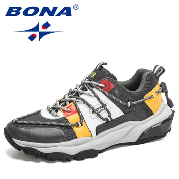 Bona 2020 нов пристигане маратонки мъжки дишащ външен спортни обувки човек леки маратонки удобни спортни обувки