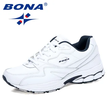 BONA 2020 нови дизайнери действие кожени маратонки-високо качество на открито спортни обувки, мъжки маратонки за дишане на открито обувки