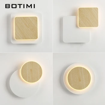 BOTIMI Designer LED Wall Lamp For Living Room Decoration дървен стенен лампа нощна лампа бяло стенни аплици закрит лампа