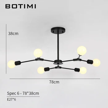 BOTIMI дизайнерски полилей полилей Pendente E27 лампиони, осветителни тела черни полилеи за хола led кухненски осветителни тела