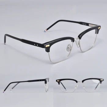Brand New York Half Frame Glasses for Men Women води до пренебрегване том TB711 Square Полуфинал Rimless Eyeglasses Optical Рецепта Eyewear Frame
