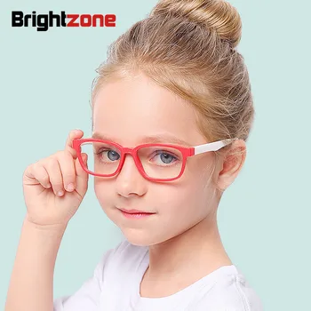 Brightzone 2018 Tr90 Round Children Против Blue Light Glasses Момиче Optical Plain Glass Зареден Очила Меки Рамки За Очила Компютърна Игра