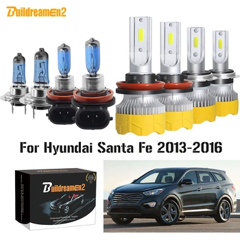 Buildreamen2 4 X автомобилни фарове дългите или къси светлини + фарове за led лампи халогенни фарове Бяло H7 H11 12V за Hyundai Santa Fe 2013-2016