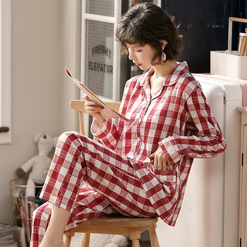BZEL New Autumn Winter спално облекло 2 Piece Sets For Women ' s Cotton пижами отложной яка домашни дрехи голям размер пижами пижами XXXL
