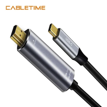 Cabletime USB C to HDMI Кабел Type C HDMI Adapter M/M 4K 60Hz Converter 1.8 m за MacBook Samsung Galaxy S8+ N102