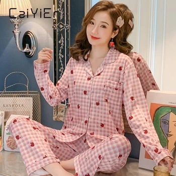 CAIYIER Пролет прекрасен мечка пижами зимни пижами с дълъг ръкав момичета мека пижама комплект Loungewear Дамски дрехи pijama mujer