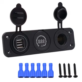 Car Boat Marine Switch Panel 12V запалката 4.2 Stock A Dual USB Car Charger Port Blue LED Rocker Switch Panel