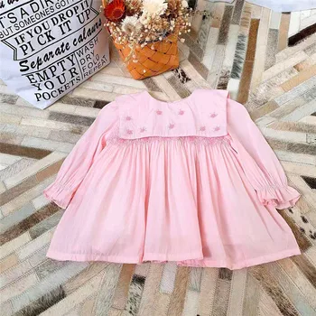 Children Boutique Момиче Vintage Hand Made Smocked Pink Dress Kids Собственоръчно Smocking Emboridery Dresses Baby Spanish Frock Clothes