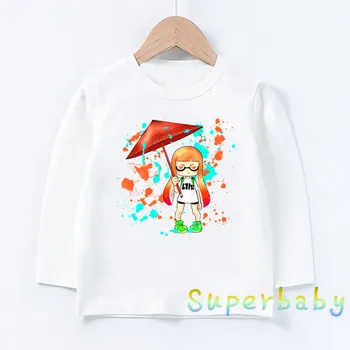 Children Splatoon Inkling Print T shirt Baby Boys Girls Cartoon Смешни Върховете Kids Long Sleeve-T-shirt,LKP5190