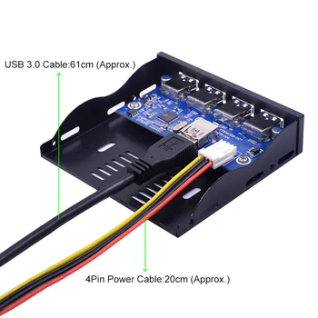 CHIPAL на предния панел 4 порта USB 3.0 USB3.0 hub адаптер скоба за стена комбинации с 15-пинов захранващ кабел за SATA КОМПЮТЪР 3.5