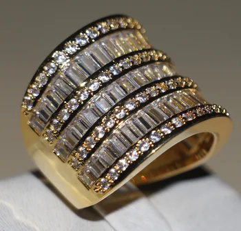 Choucong Wieck Принцеса бижута сребро проба 925 & жълто злато бял 5A ясно CZ камъни сватбени жени, група пръстен подарък размер 5-11
