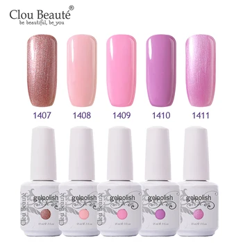 Clou Beaute 5 бр. UV LED блясък лак за нокти розов UV гел лак за нокти Soak Off дълъг Червен гел за френски маникюр с гел-лак