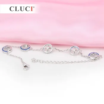 CLUCI 925 сребро перла гривна определяне на дамска мода сини Цирконы гривна жена на марката сребърни бижута SB061SB