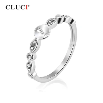 CLUCI истински годежен пръстен от сребро 925 проба за жени сватбени бижута от сребро 925 проба перлена пръстен монтаж Циркон пръстена SR1068SB