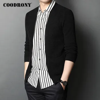 COODRONY марка жилетка мъжки Градинска мода яка на ризата топло палто жилетки 2020 Есен Зима ново прием на пуловер мъжете C1107