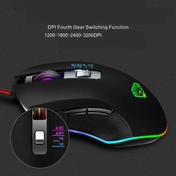 Cool Gaming осветен Mouse 3200DPI оптична детска мишка 4 регулируеми DPI симетричен дизайн, ергономична форма