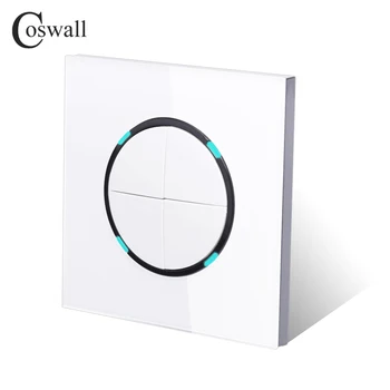 Coswall 2018 4 Gang 1 Way Random Click On / Off, Wall Light Switch With LED Indicator Crystal Glass Panel