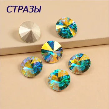 Crystal AB XILION елементи на кристалното стъкло Риволи, свободни мъниста САМ да шият камък през цялата кристали за бижута бижута дрехи
