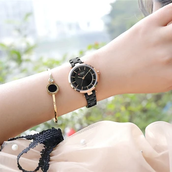 CURREN дамски часовник луксозен метален гривна ръчен часовник класна мода кварцов часовник синьо женски рокля от неръждаема стомана часовник