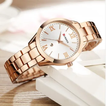 CURREN Марка дамски часовници дамски 9007 стоманена женски гривна бизнес момиче часовници подарък луксозен кварцов водоустойчив reloj mujer