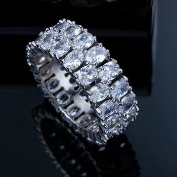 CWWZircons красива Овална кубичен цирконий Crystal голяма партия пръстени бижута от бяло злато цвят луксозни годежен пръстен, Пръстен за жени R111