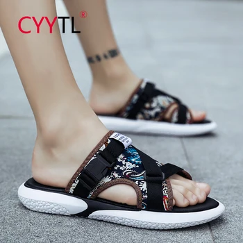 CYYTL мода лято выдалбливают дишащи чехли печат плажната обувки, чехли и за двойки открит/закрит сандали