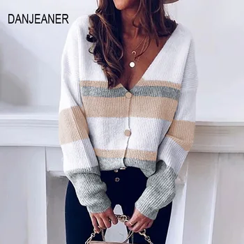 DANJEANER плета пуловер жените есента на Жената Ежедневно с дълъг ръкав бутон жилетка възли пуловери, палта Femme зимата топли дрехи